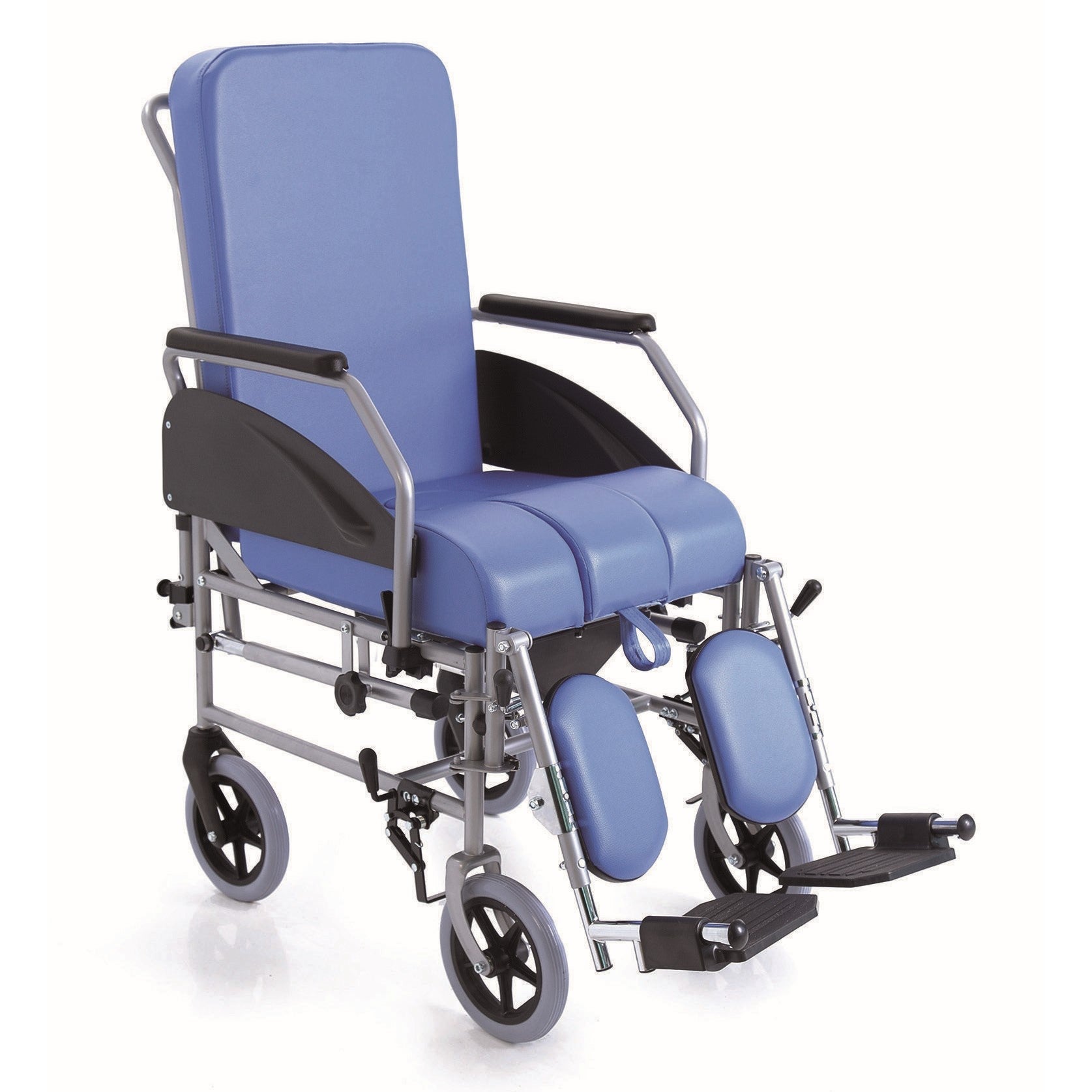 Sedia comoda in acciaio con schienale reclinabile ruote Ø 20 cm Komoda